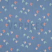 POPLIN GOTS BIRDS AND BUTTERFLIES BLUE (thumbnail)