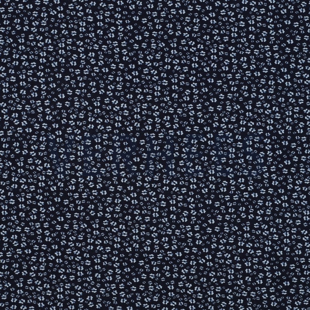 BAMBOO COTTON JERSEY FLOWERS NAVY