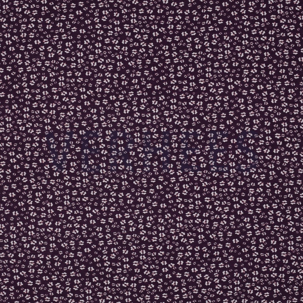 BAMBOO COTTON JERSEY FLOWERS DARK PURPLE (hover)