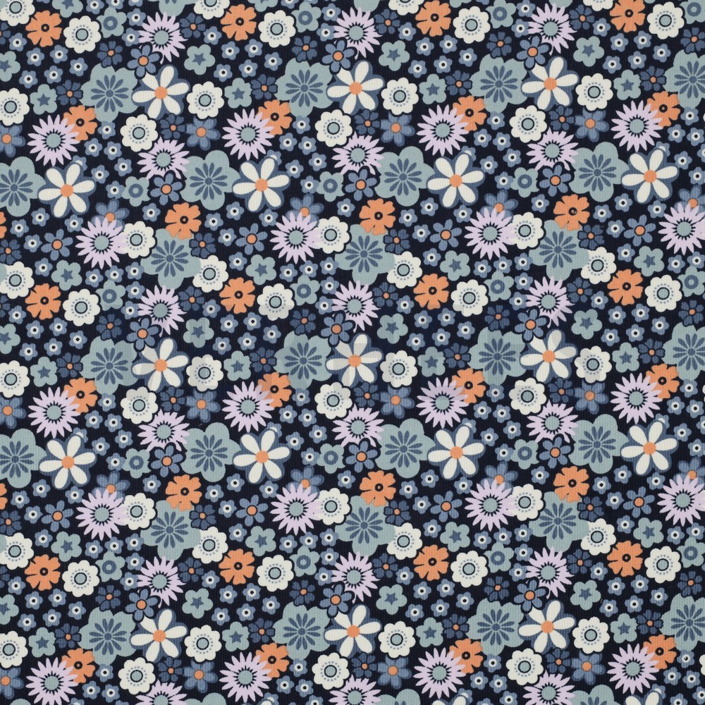 BABYCORD FLOWERS NAVY (hover)