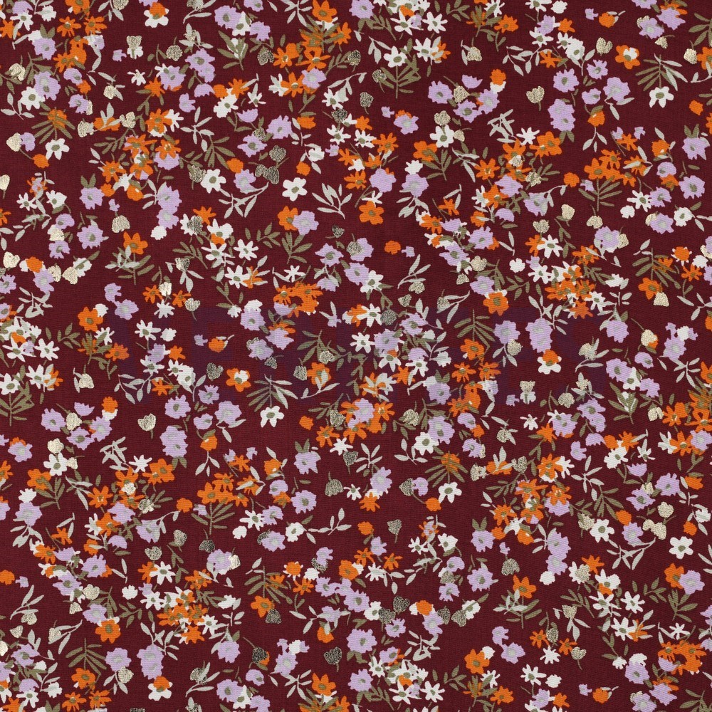 RADIANCE FOIL FLOWERS WINE RED
