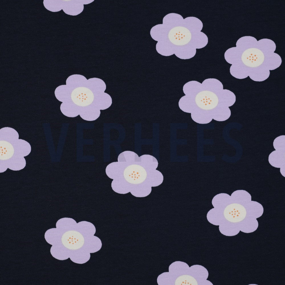 FRENCH TERRY BIG FLOWERS NAVY (hover)