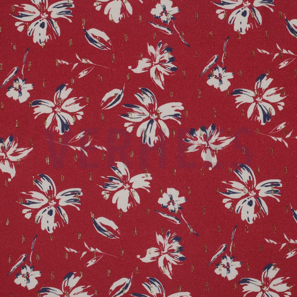 VISCOSE LUREX FLOWERS ROSSO RED (hover)