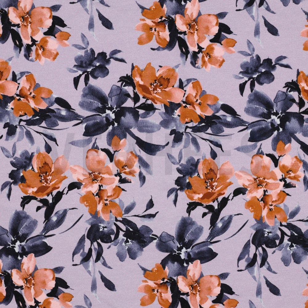 FRENCH TERRY DIGITAL FLOWERS LILAC (hover)
