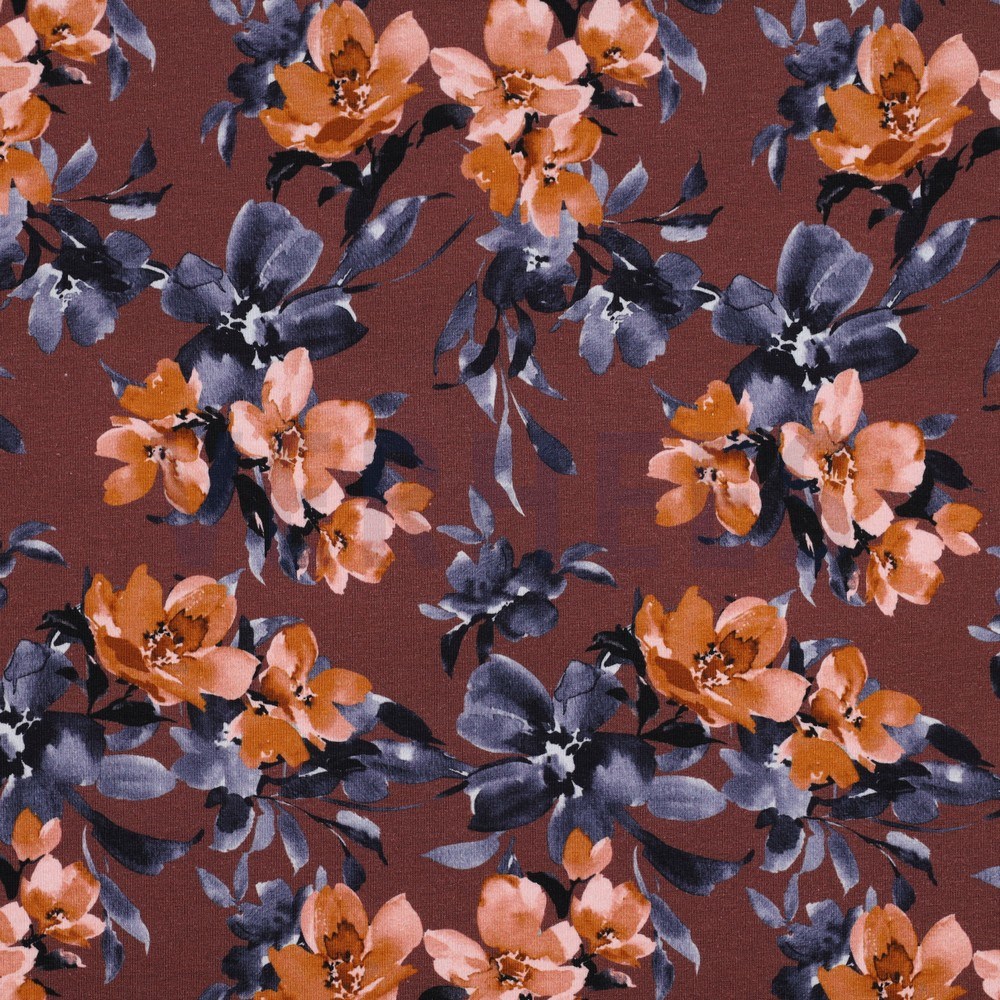FRENCH TERRY DIGITAL FLOWERS MAUVE (hover)