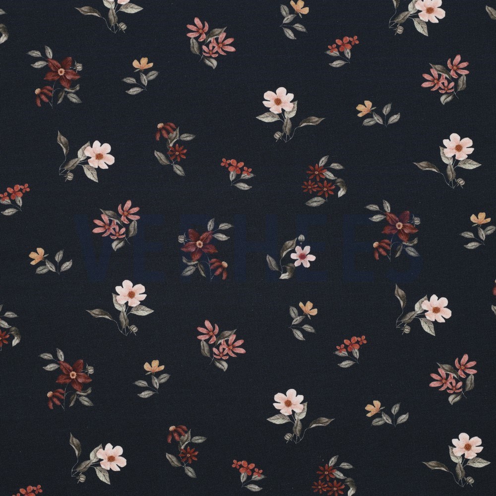 JERSEY DIGITAL GOTS FLOWERS NAVY (hover)
