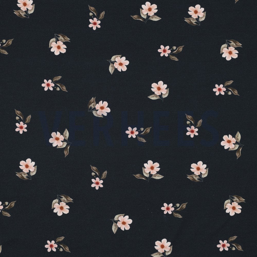 JERSEY DIGITAL GOTS FLOWERS NAVY (hover)
