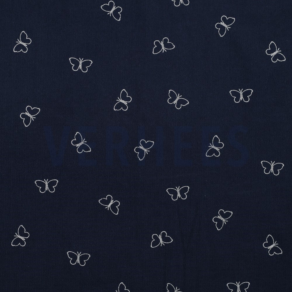 BABYCORD GLITTER BUTTERFLIES NAVY (hover)