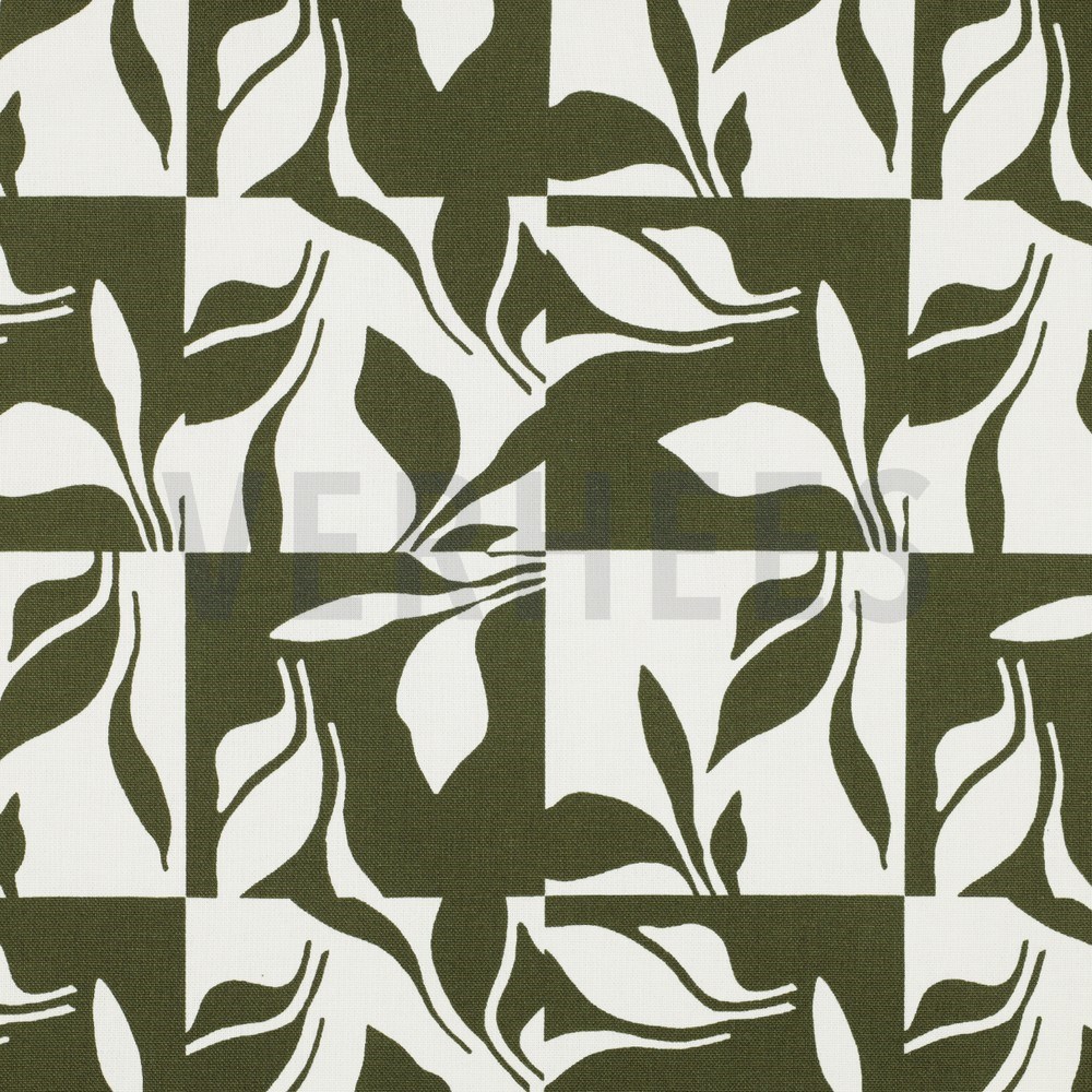 CANVAS ABSTRACT LEAVES FOREST GREEN (hover)