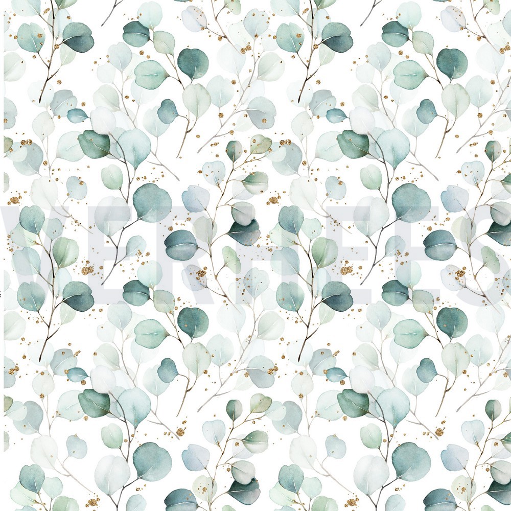 JERSEY DIGITAL EUCALYPTUS LEAVES WHITE (hover)