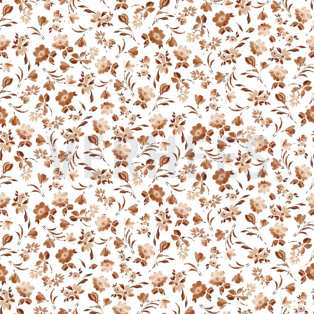 JERSEY DIGITAL FLOWERS WHITE/ DARK APRICOT (hover)