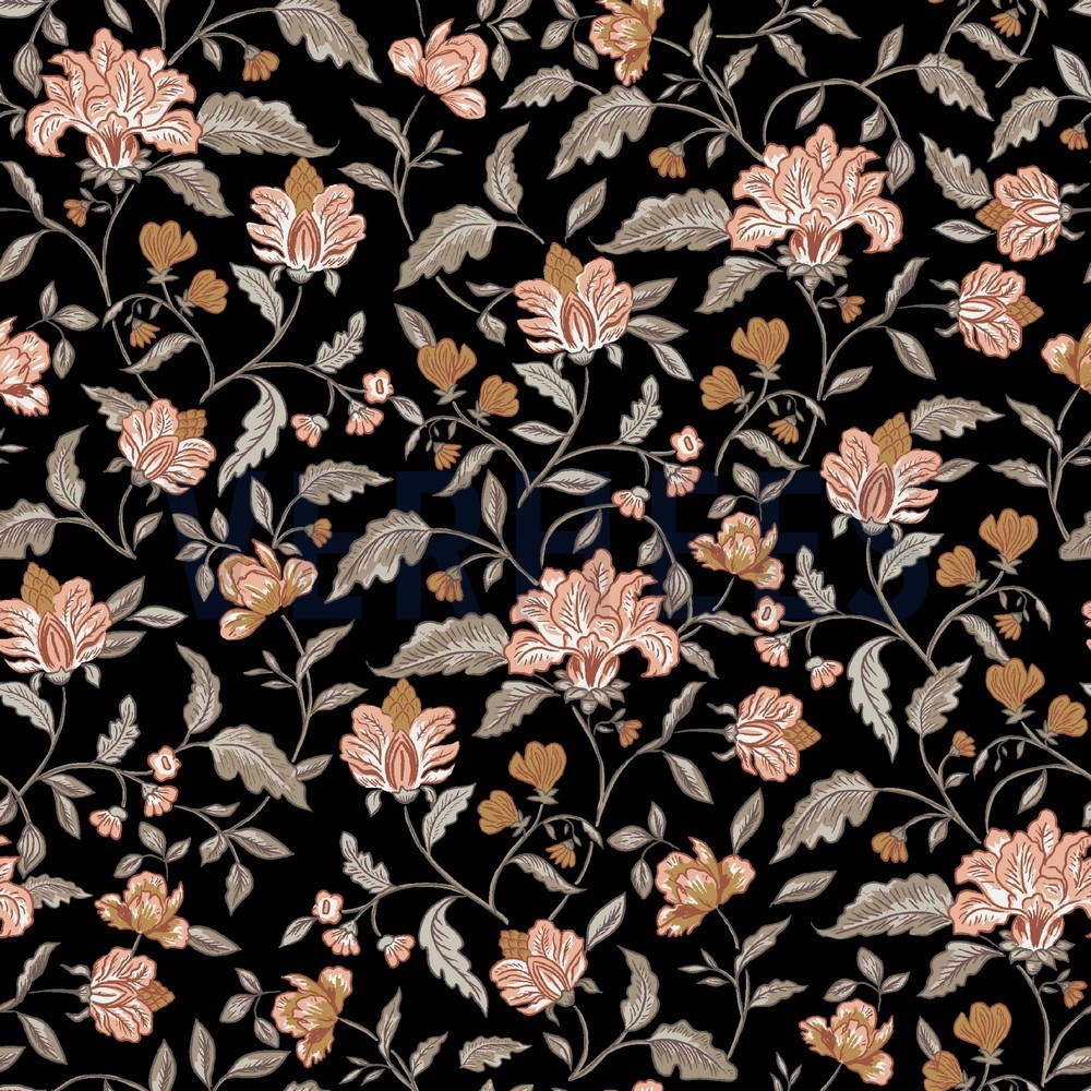 BAMBOO COTTON JERSEY FLOWERS BLACK (hover)