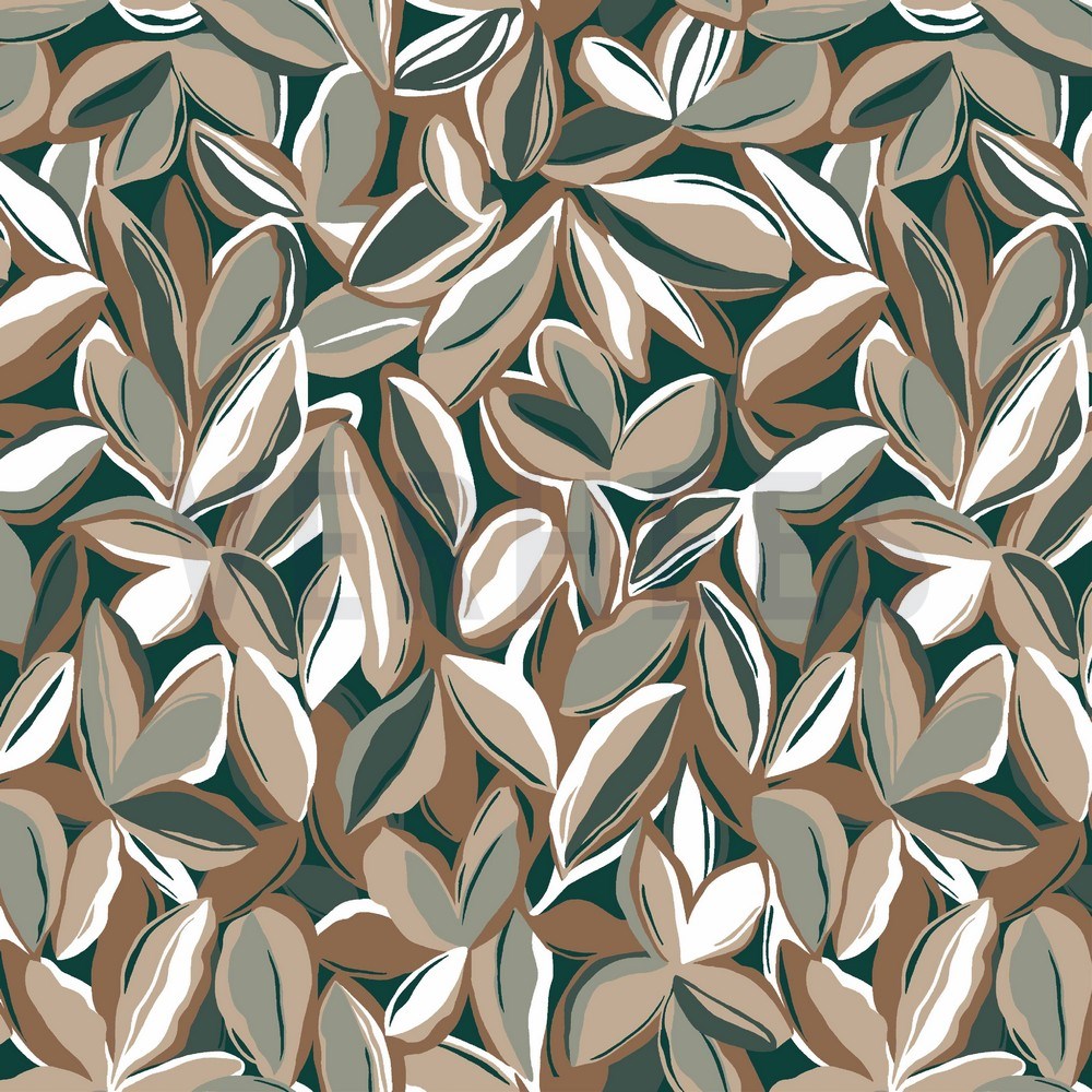 LINEN WASHED LEAVES ARMY GREEN
