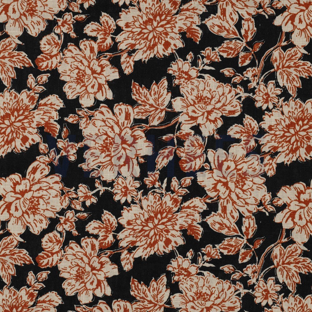 LINEN WASHED FLOWERS NAVY