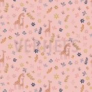 POPLIN GOTS GIRAFFE WITH FLOWERS ROSE (thumbnail)