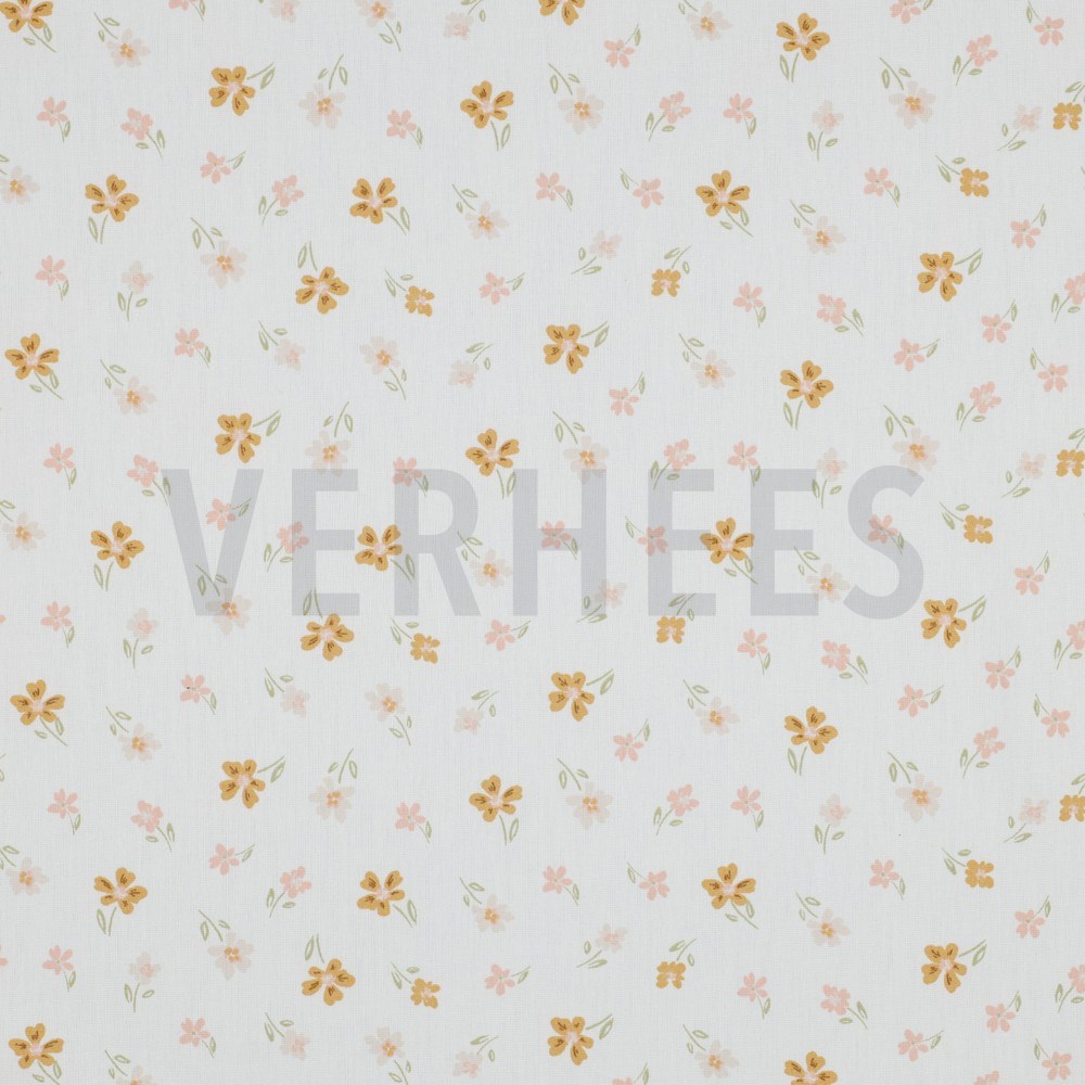 POPLIN GOOSE AND FLOWERS WHITE