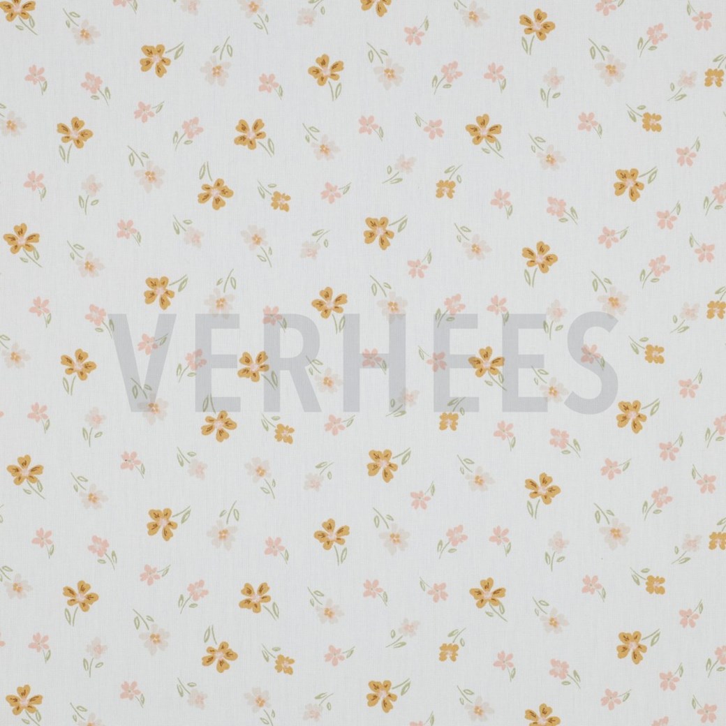 POPLIN GOOSE AND FLOWERS WHITE