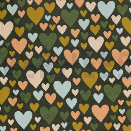 BABYCORD HEARTS FOREST GREEN