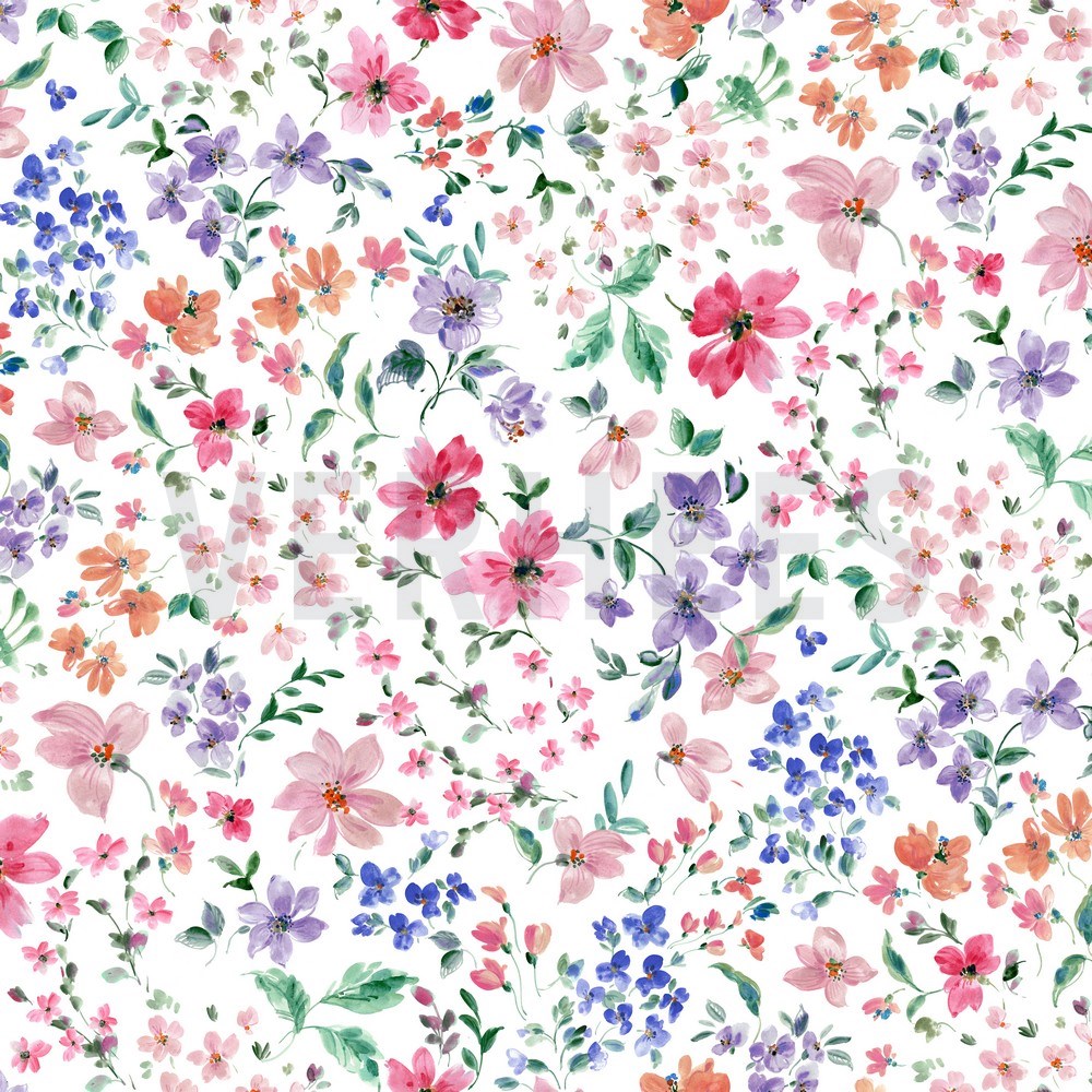 FRENCH TERRY DIGITAL FLOWERS WHITE (hover)