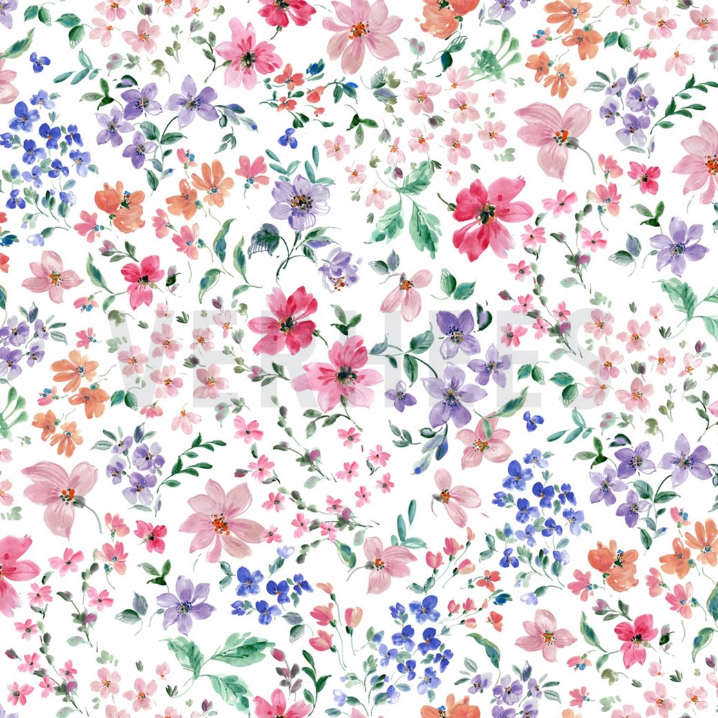 FRENCH TERRY DIGITAL FLOWERS WHITE