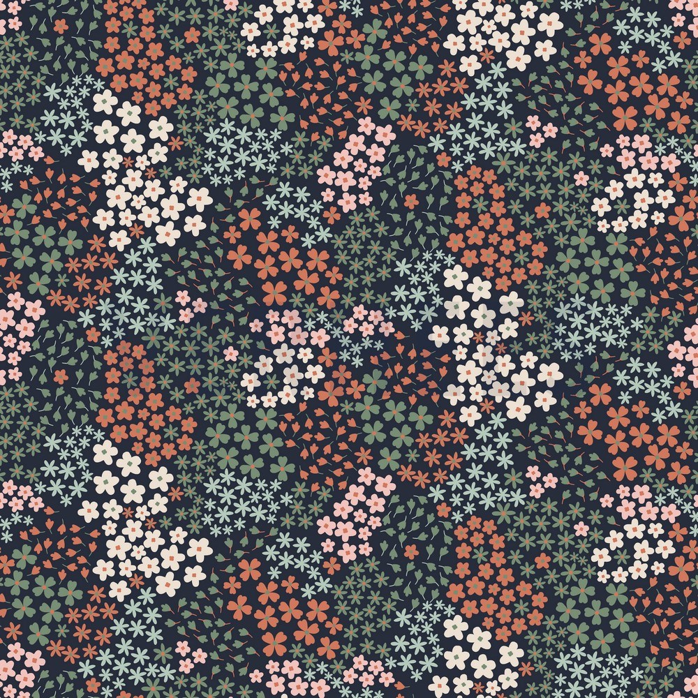 FRENCH TERRY SMALL FLOWERS NAVY