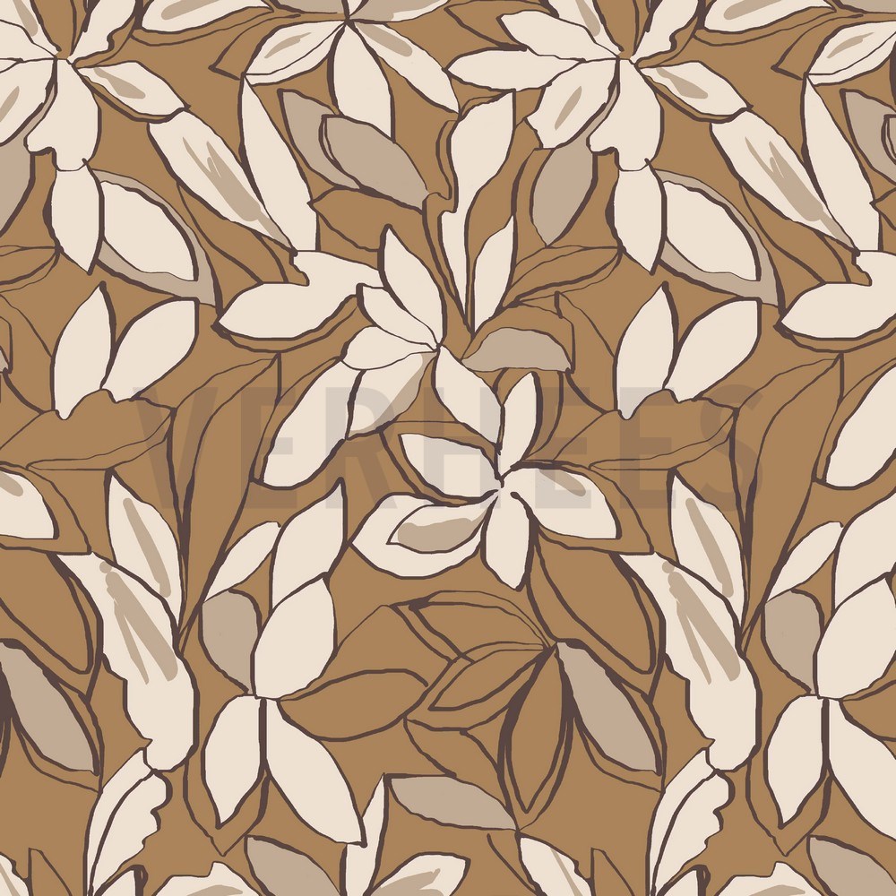 FRENCH TERRY BIG FLOWERS OCHRE (hover)