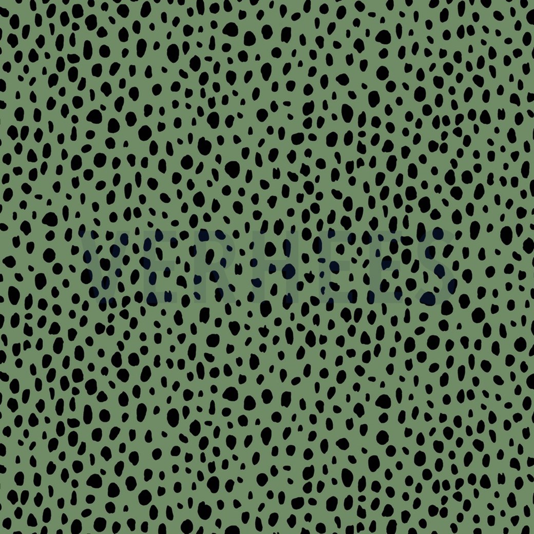FRENCH TERRY RAIN OF DOTS LIGHT GREEN