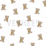 POPLIN GOTS SWEET BEAR WHITE (thumbnail)