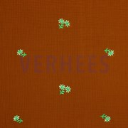 DOUBLE GAUZE EMBROIDERY FLOWERS RUST (thumbnail)
