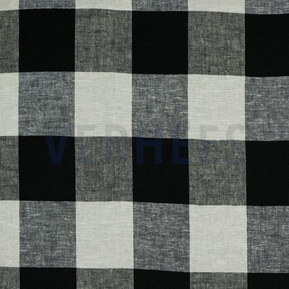 LINEN VISCOSE YARN DYED CHECK BLACK (hover)