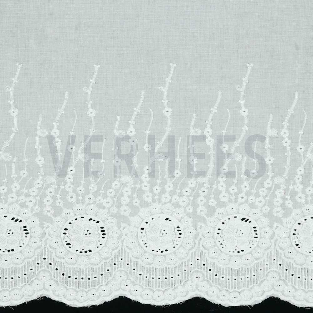 COTTON VOILE EMBROIDERY BORDER 1-SIDE WHITE (hover)