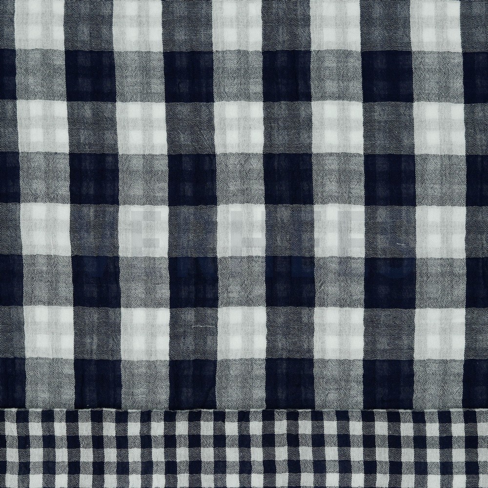 DOUBLE GAUZE DOUBLE SIDED CHECKS NAVY (hover)