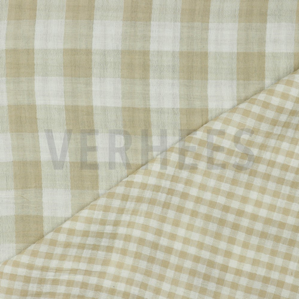 DOUBLE GAUZE DOUBLE SIDED CHECKS BEIGE (hover)