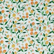 DOUBLE GAUZE DIGITAL FRUIT & FLOWERS WHITE (thumbnail)
