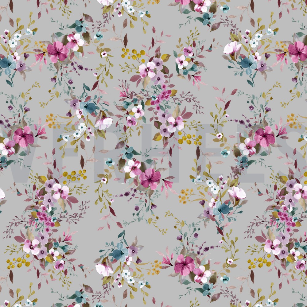 JERSEY DIGITAL FLOWERS LIGHT GREY (hover)