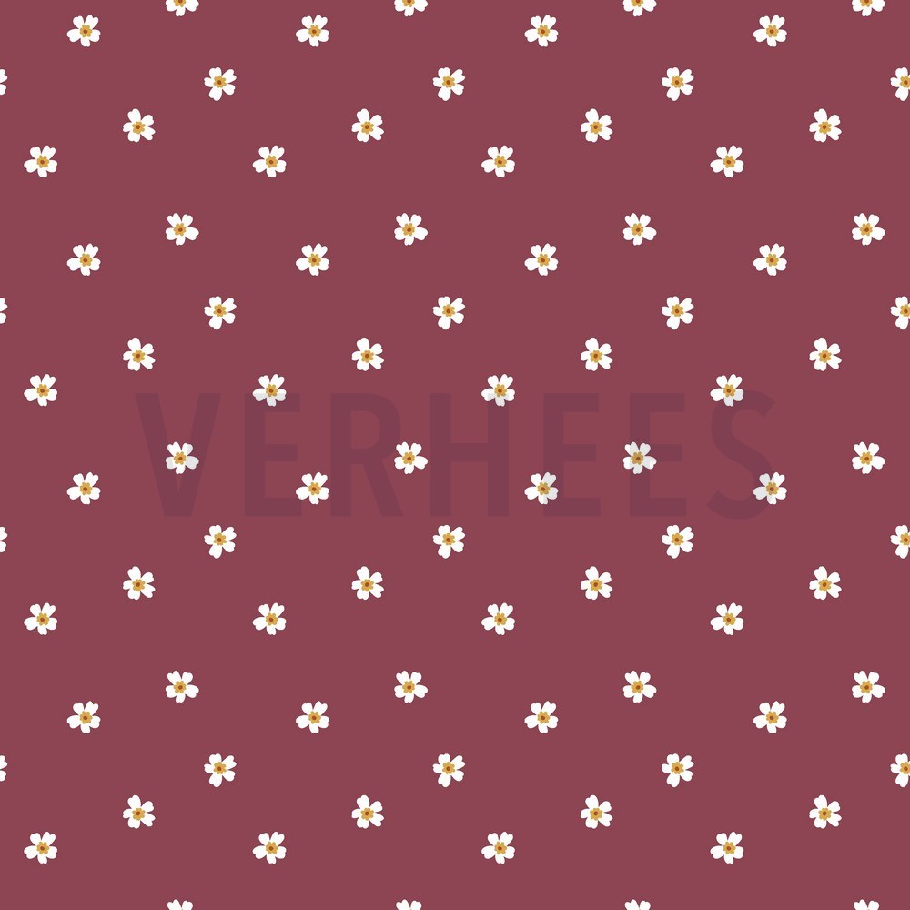 FRENCH TERRY FLOWERS BORDEAUX (hover)