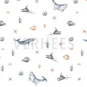 FRENCH TERRY DIGITAL SEA CREATURES WHITE (thumbnail)