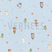 FRENCH TERRY DIGITAL FOREST FRIENDS LIGHT BLUE (thumbnail)