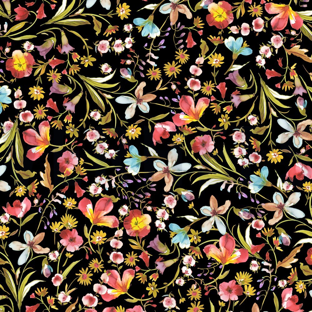 VISCOSE JERSEY DIGITAL FLOWERS BLACK (hover)