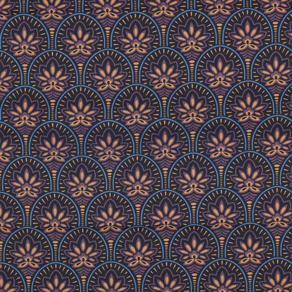 COATED COTTON ABSTRACT NAVY