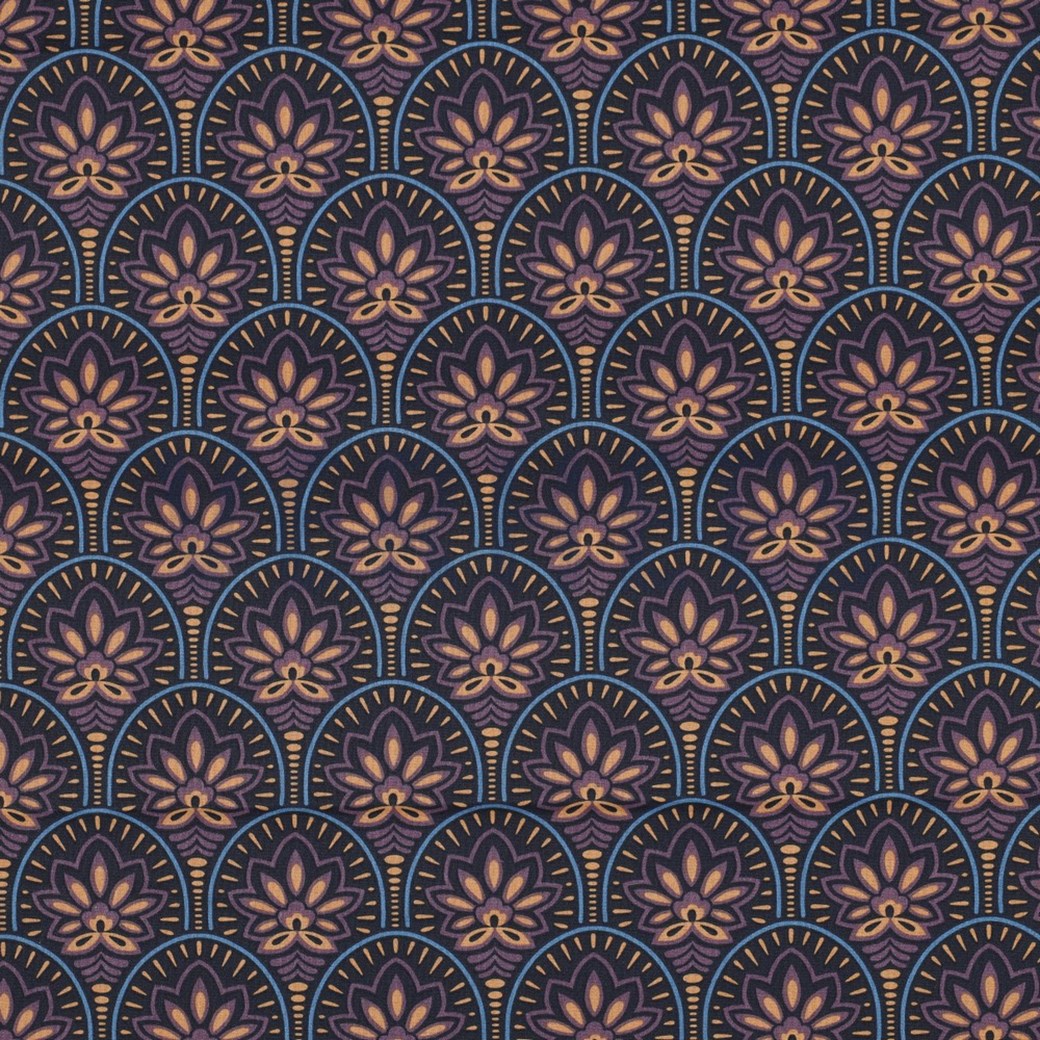 COATED COTTON ABSTRACT NAVY