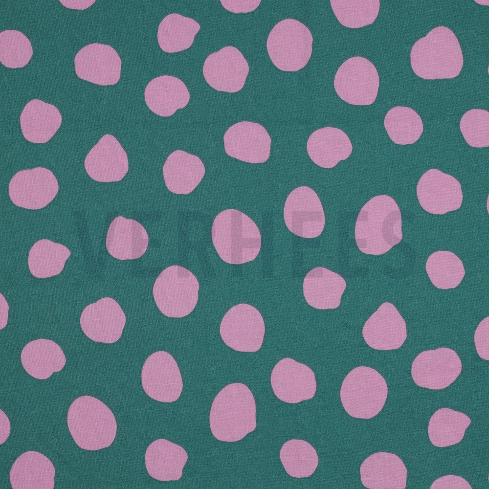 COATED COTTON DOTS AND STRIPES PETROL