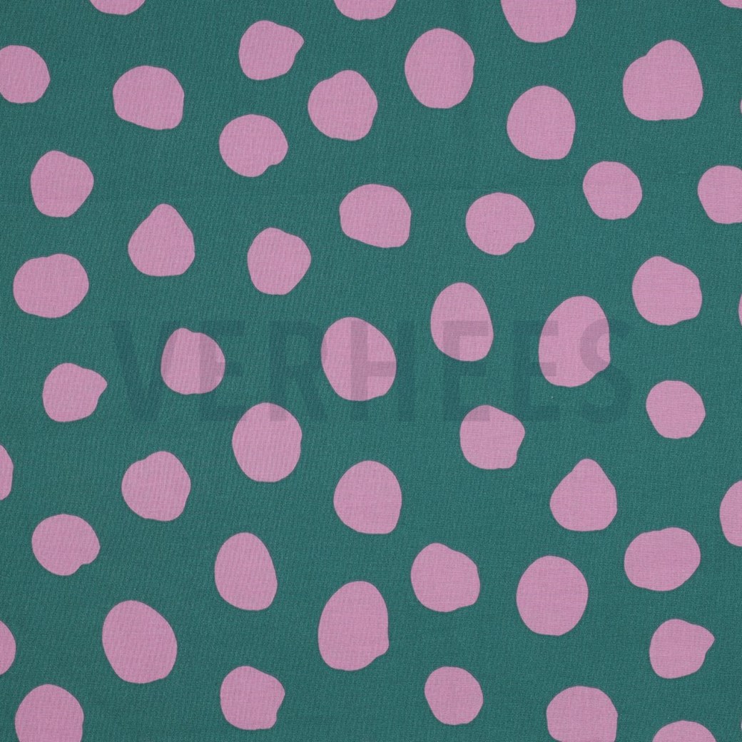 COATED COTTON DOTS AND STRIPES PETROL