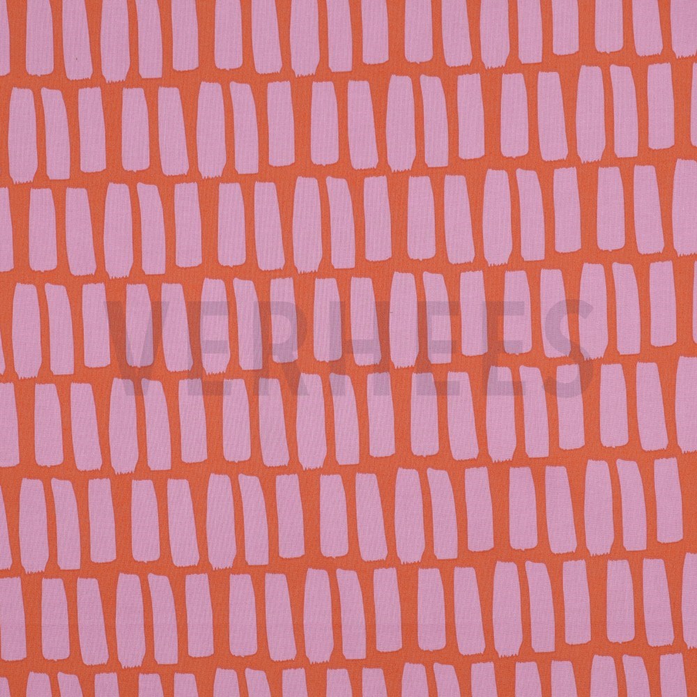 COATED COTTON DOTS AND STRIPES ORANGE