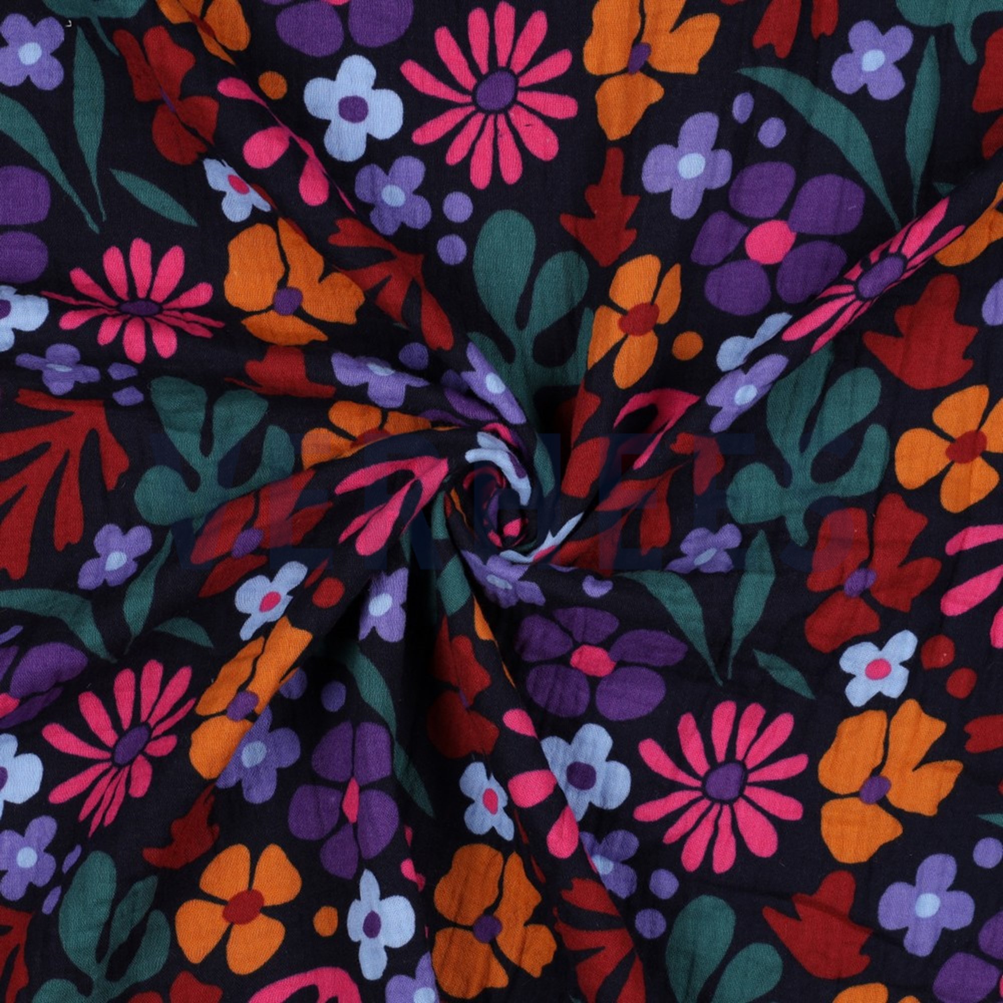 DOUBLE GAUZE FLOWERS NAVY (high resolution) #2