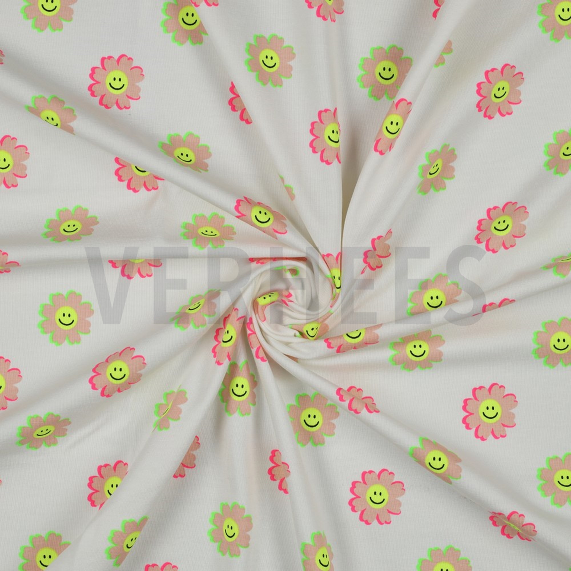 JERSEY NEON HAPPY FLOWERS WHITE (high resolution) #2