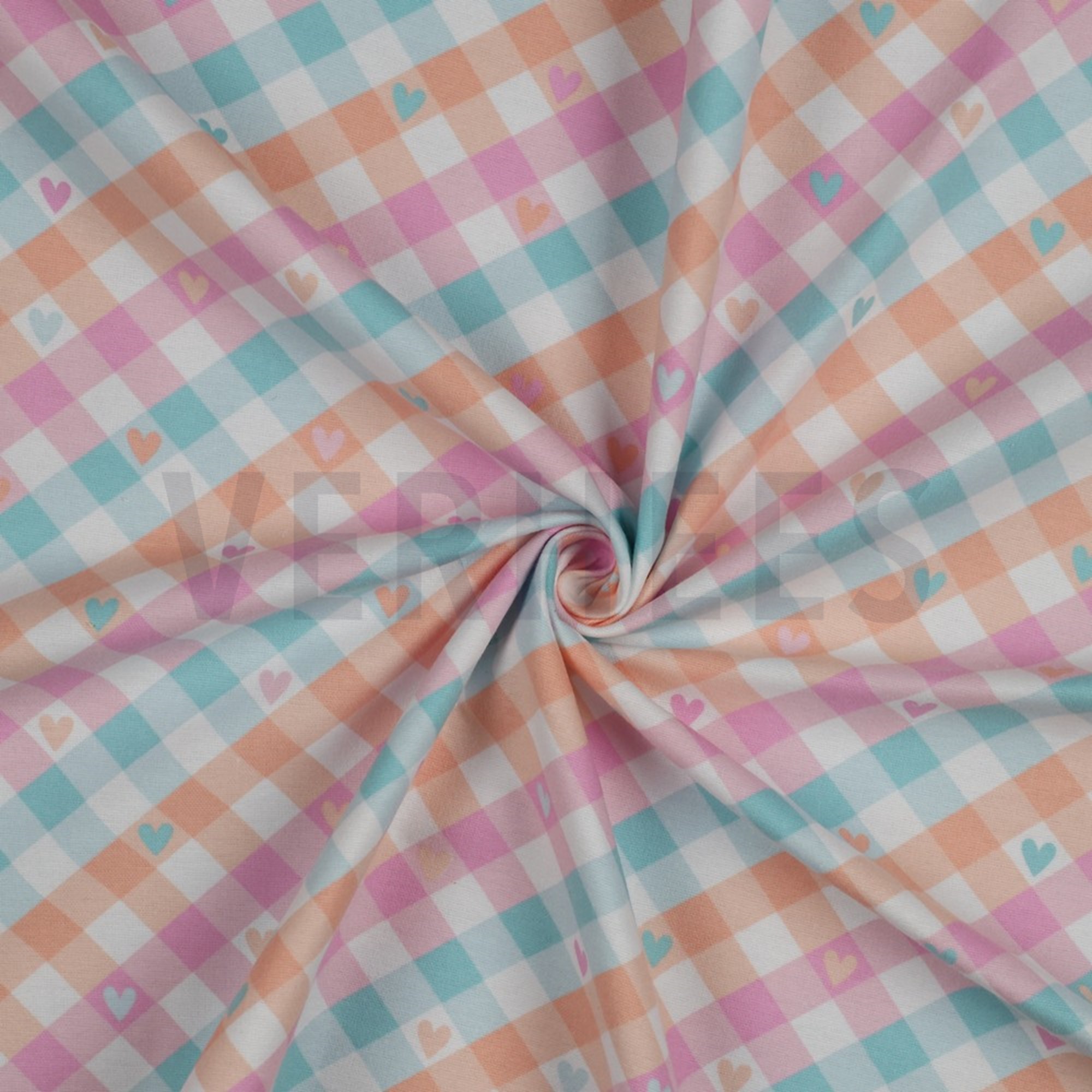 FLANNEL CHECK WITH HEARTS MINT / PEACH (high resolution) #2