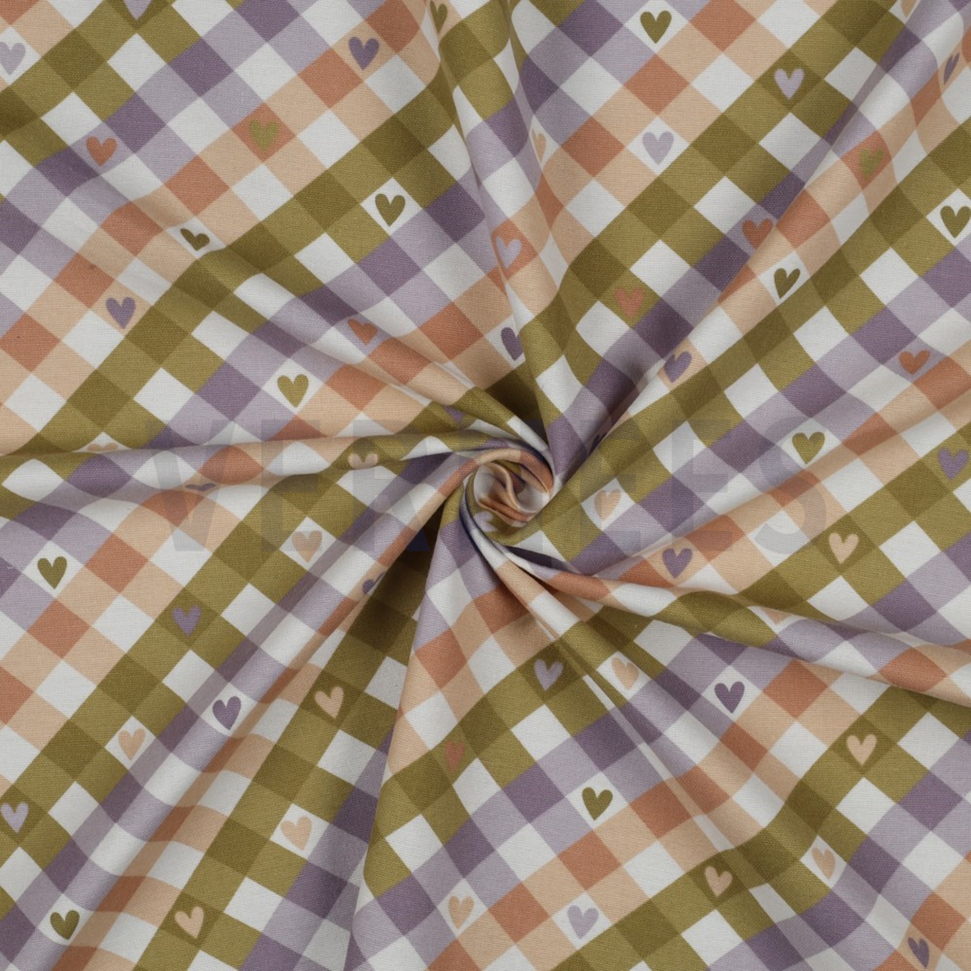FLANNEL CHECK WITH HEARTS GREEN / PURPLE (high resolution) #2