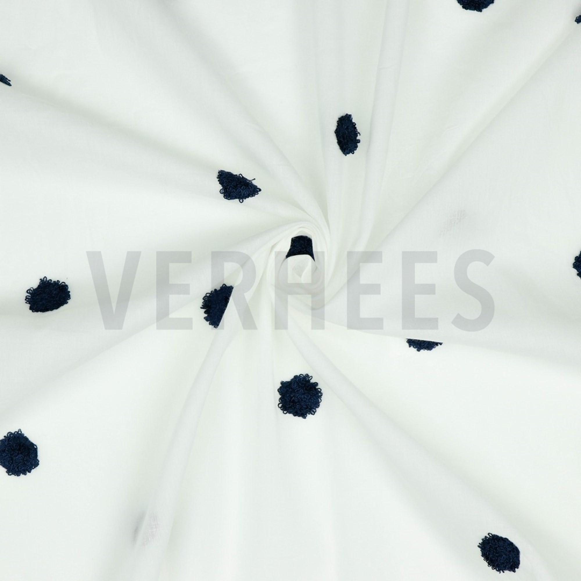 COTTON VOILE DOTS WHITE / NAVY (high resolution) #2