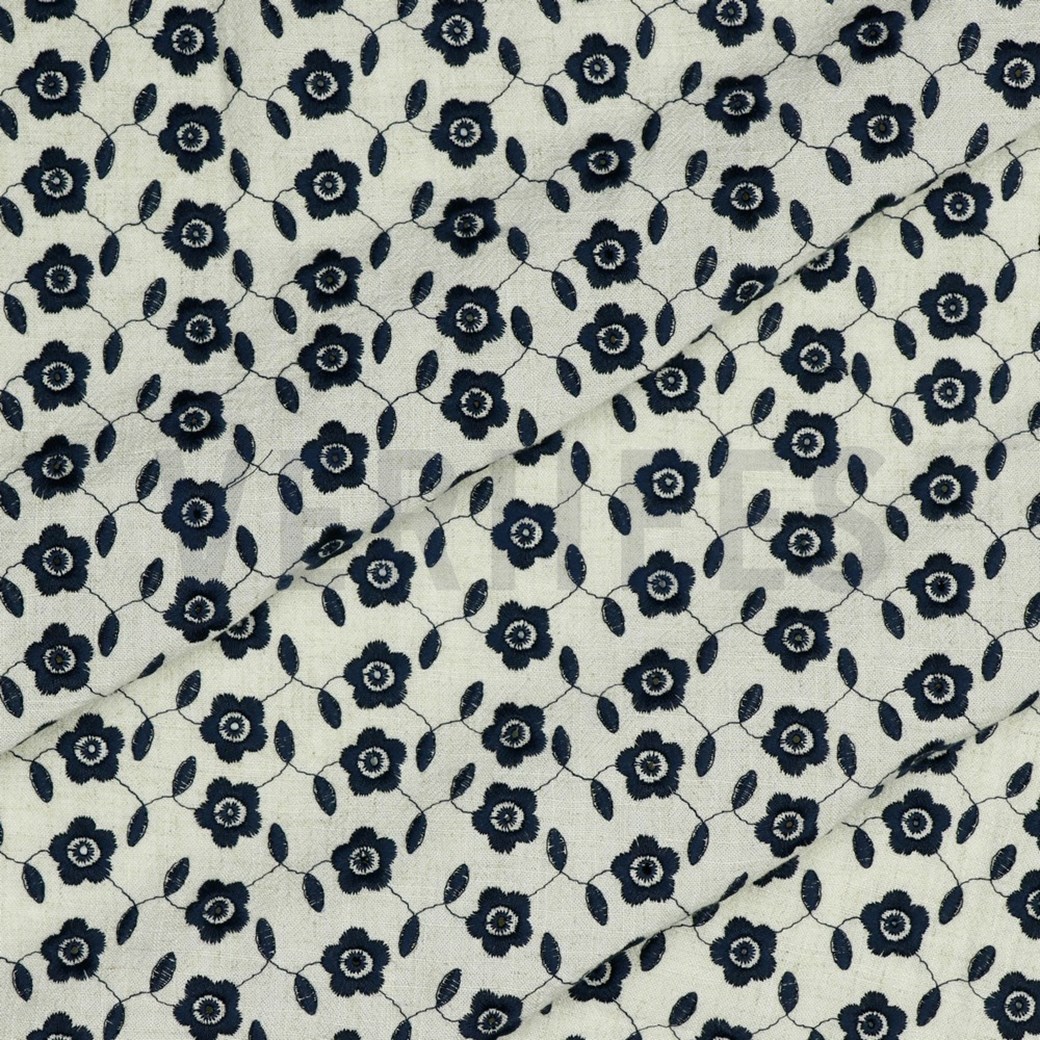 LINEN VISCOSE EMBROIDERY NAVY #2